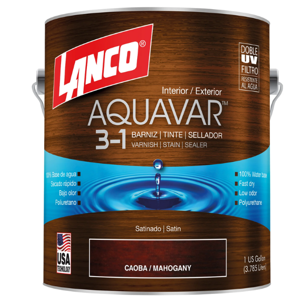 BARNIZ AQUAVAR CAOBA 1/4GALÓN LANCO