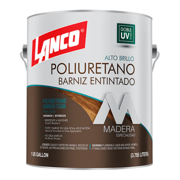 BARNIZ DE PU Y STAIN 2 EN 1 BR 1GALÓN NOGAL LANCO