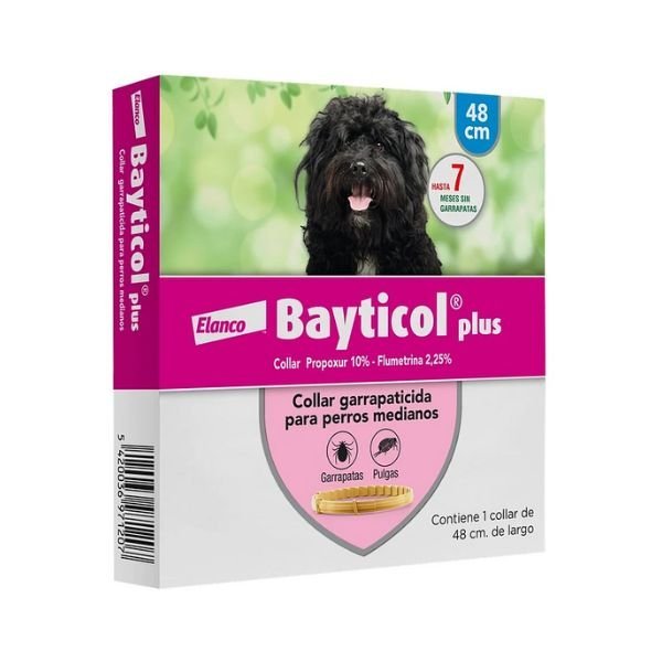 COLLAR ANTIPULGAS Y GARRAPATAS PERRO BAYTICOL 48 CM RAZA MEDIANA