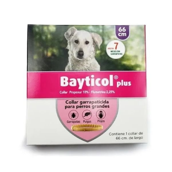 COLLAR ANTIPULGAS Y GARRAPATAS PERRO BAYTICOL 66 CM RAZA GRANDE