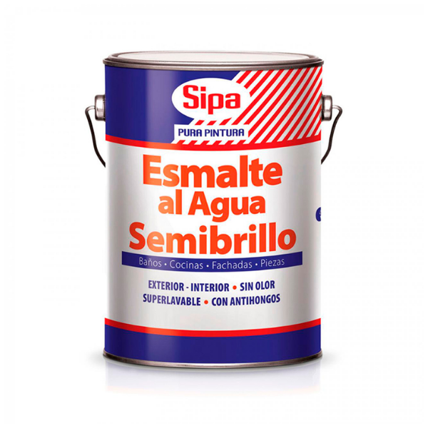 ESMALTE AGUA SEMIBRILLO BASE U 1/4 GALÓN SIPA