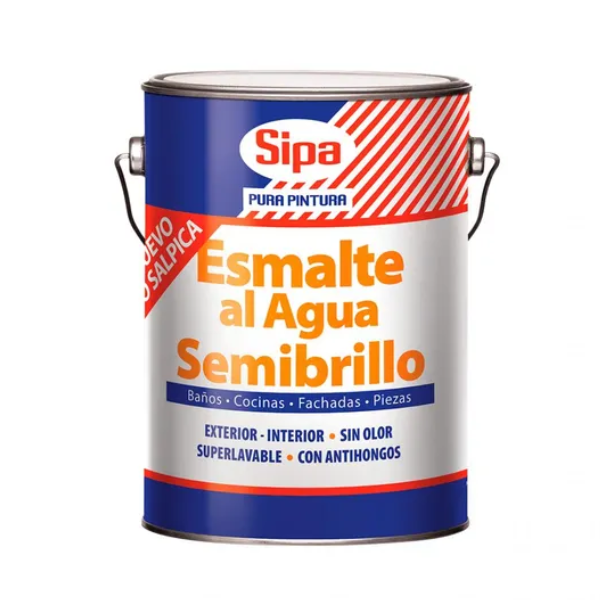 ESMALTE AL AGUA SIPA SEMIBRILLO BLANCO GALÓN | ALTO PODER CUBRITIVO