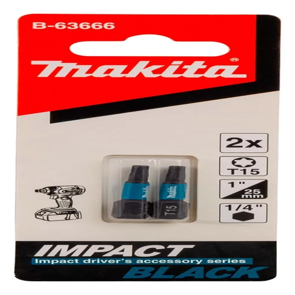 PUNTA IMPACT BLACK T15 25MM 2 PIEZAS MAKITA B63666