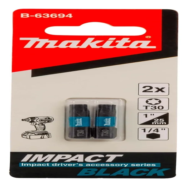 PUNTA IMPACT BLACK T30 25MM 2 PIEZAS MAKITA B63694