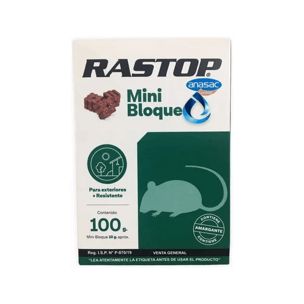 RATICIDA RASTOP MINI-BLOQUE 100GR.