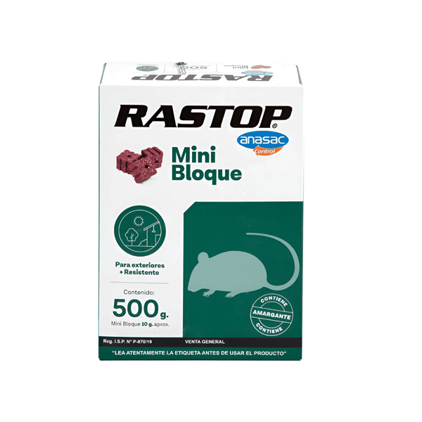 RATICIDA RASTOP MINI-BLOQUE 500 GR.