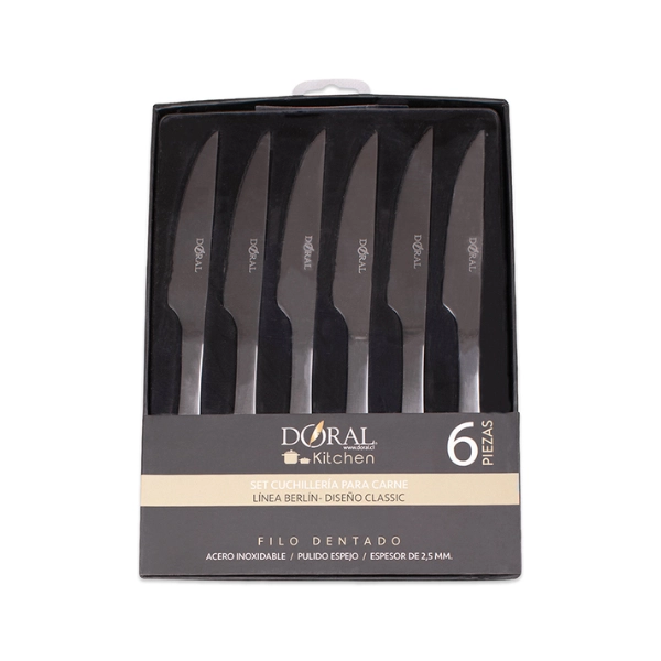 JUEGO CUCHILLOS CARNE 6 PIEZAS GIFT BOX LÍNEA BERLIN