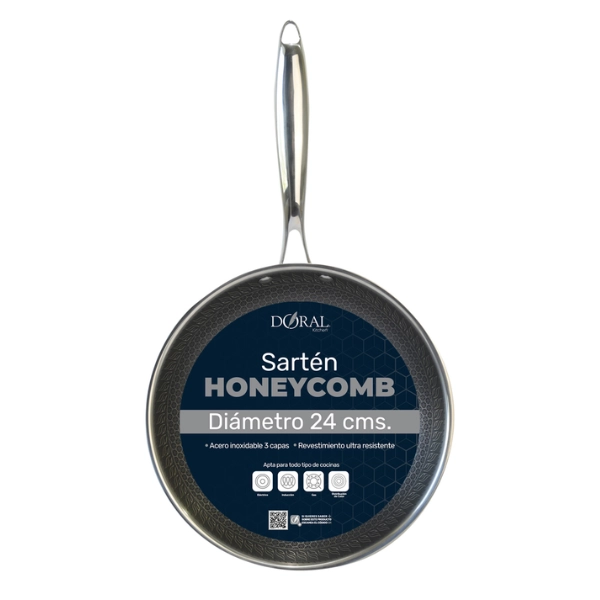 SARTÉN HONEYCOMB ACERO INOXIDABLE TRIPLE CAPA 24 CMS