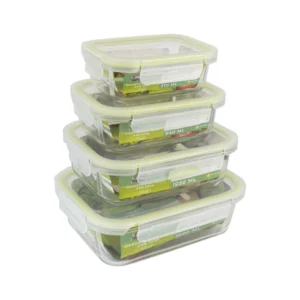 SET 4 HERMETICAS 370/640/1000/1500 ML RECTANGULAR