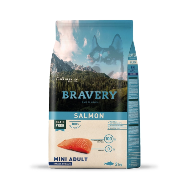 BRAVERY DOG ADULTO RAZAS PEQUEÑAS SALMÓN 2 KG