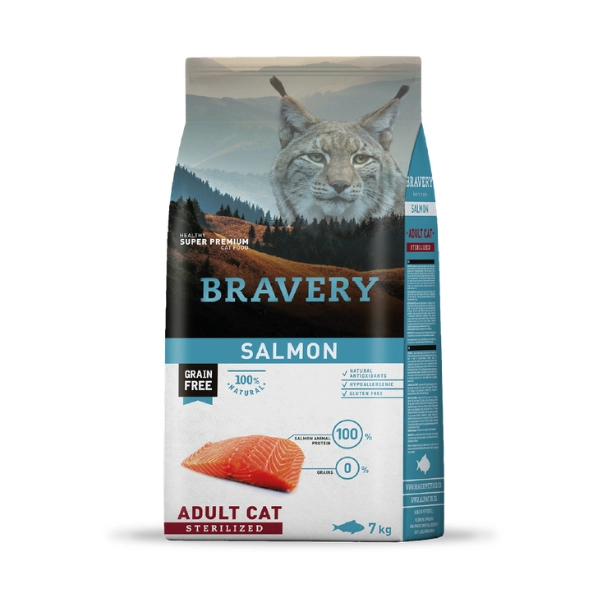 BRAVERY GATO ESTERILIZADO SALMÓN 7 KG