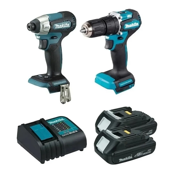 COMBO DHP487 ATORNILLADOR PERCUTOR + ATORNILLADOR DE IMPACTO + 2 BATERÍAS + CARGADOR DLX2414YX7