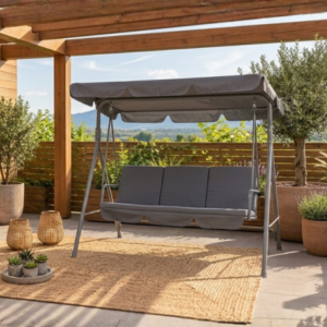 Disfruta del aire libre con el columpio de terraza para 3 personas. Ideal para relajarte en el jardín, la terraza o el patio.